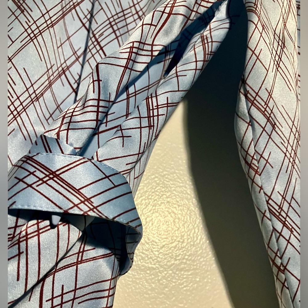 Equipment Blue and Rust red Plaid Long Sleeve Dress - Picture 9 of 15